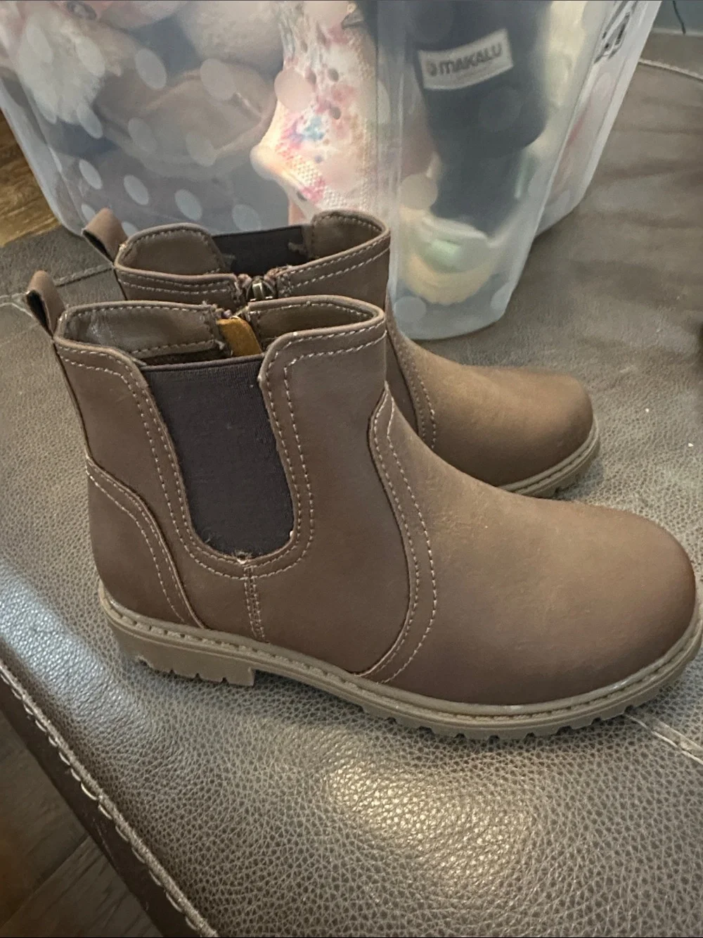 Girl’s Brown Casual Chelsea-Style Side-Zip Boots